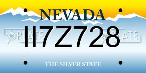 II7Z728 Nevada License Plate