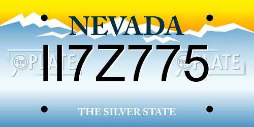 II7Z775 Nevada License Plate