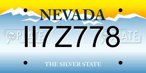 II7Z778 Nevada License Plate
