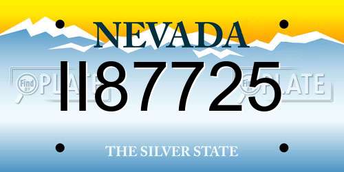 II87725 Nevada License Plate