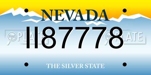 II87778 Nevada License Plate