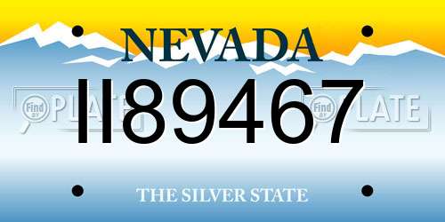 II89467 Nevada License Plate
