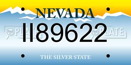 II89622 Nevada License Plate