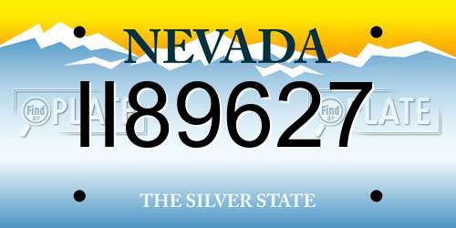II89627 Nevada License Plate
