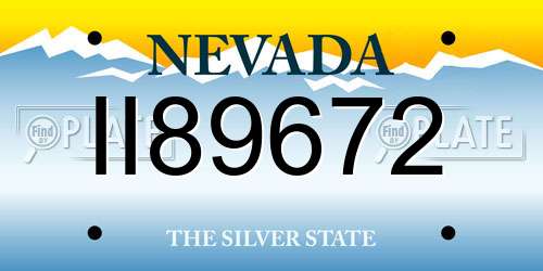 II89672 Nevada License Plate
