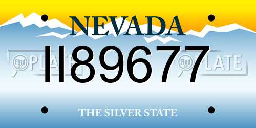 II89677 Nevada License Plate