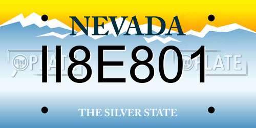 II8E801 Nevada License Plate