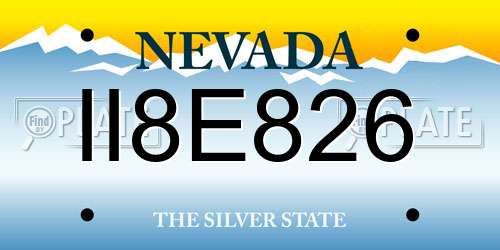 II8E826 Nevada License Plate