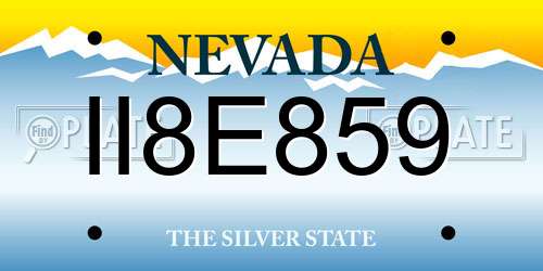 II8E859 Nevada License Plate