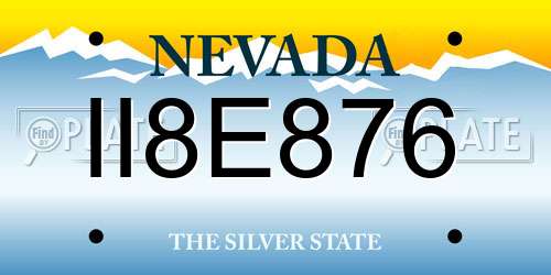 II8E876 Nevada License Plate
