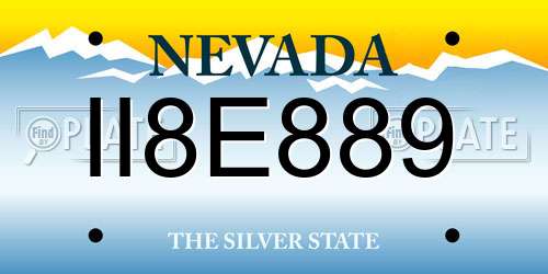 II8E889 Nevada License Plate