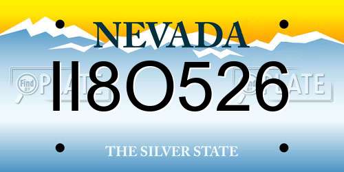 II8O526 Nevada License Plate