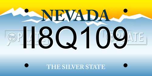 II8Q109 Nevada License Plate
