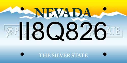 II8Q826 Nevada License Plate
