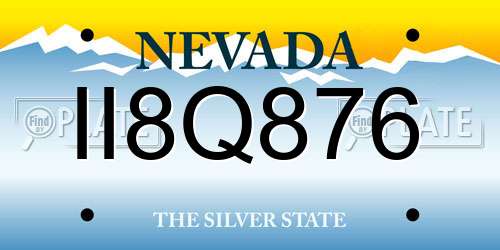 II8Q876 Nevada License Plate