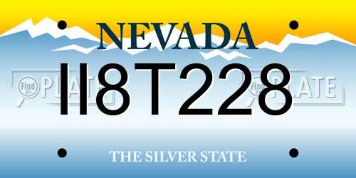 II8T228 Nevada License Plate