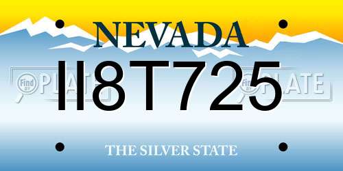II8T725 Nevada License Plate
