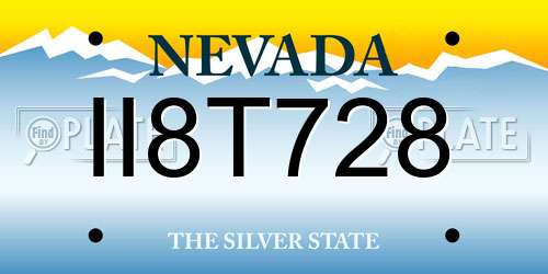 II8T728 Nevada License Plate