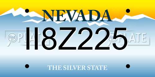 II8Z225 Nevada License Plate