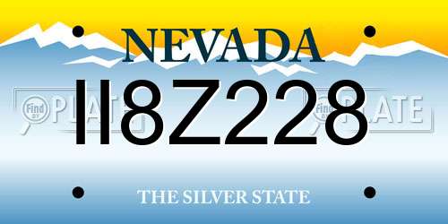 II8Z228 Nevada License Plate