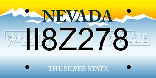 II8Z278 Nevada License Plate