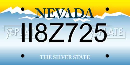 II8Z725 Nevada License Plate