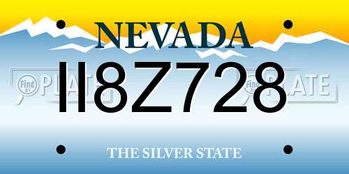 II8Z728 Nevada License Plate