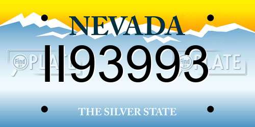 II93993 Nevada License Plate