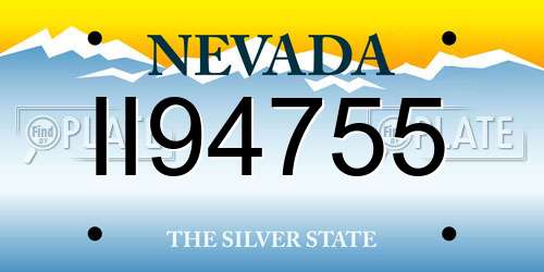 II94755 Nevada License Plate
