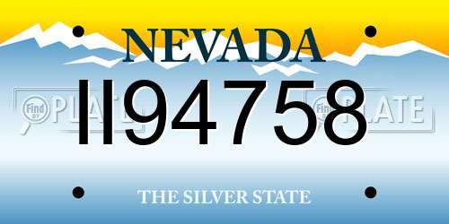 II94758 Nevada License Plate