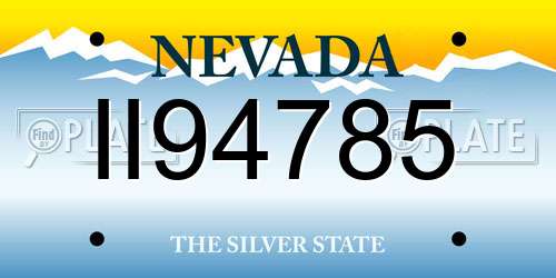 II94785 Nevada License Plate