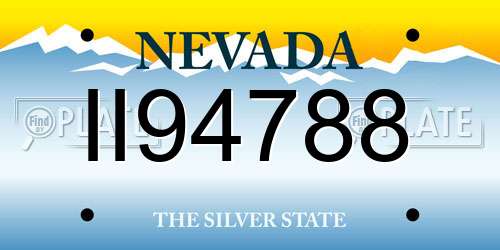II94788 Nevada License Plate