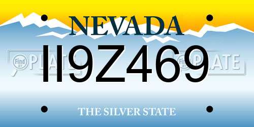 II9Z469 Nevada License Plate