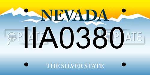 IIA0380 Nevada License Plate