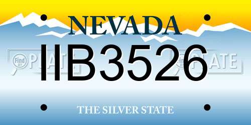 IIB3526 Nevada License Plate