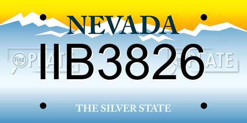 IIB3826 Nevada License Plate