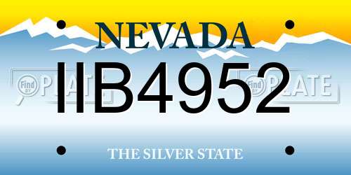 IIB4952 Nevada License Plate