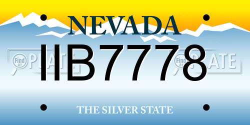 IIB7778 Nevada License Plate