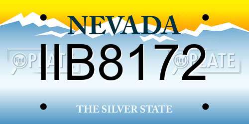 IIB8172 Nevada License Plate