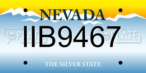 IIB9467 Nevada License Plate