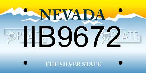 IIB9672 Nevada License Plate