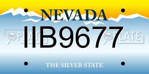 IIB9677 Nevada License Plate