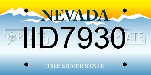 IID7930 Nevada License Plate