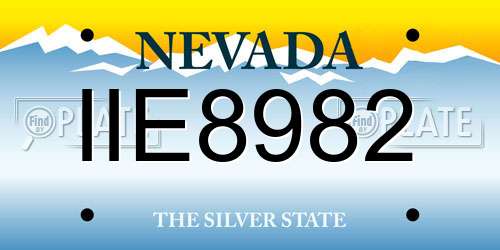 IIE8982 Nevada License Plate