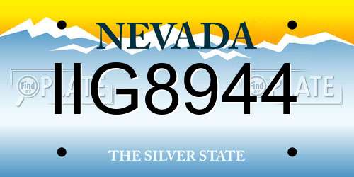 IIG8944 Nevada License Plate