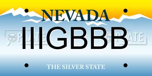IIIGBBB Nevada License Plate
