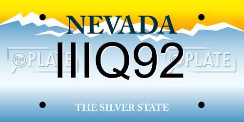 IIIQ92 Nevada License Plate