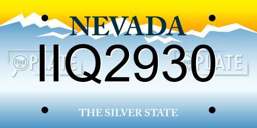 IIQ2930 Nevada License Plate