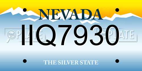 IIQ7930 Nevada License Plate