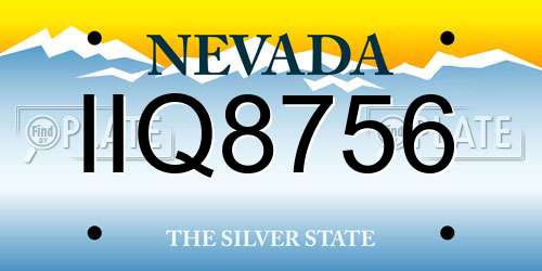 IIQ8756 Nevada License Plate